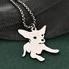 201 Stainless Steel Laser Cut Puppy Dog Pendant Box Chain Necklaces for Women Men NJEW-Q004-01P-1