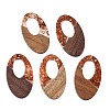 Transparent Resin and Walnut Wood Pendants RESI-T057-02C-1