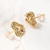 Brass Micro Pave Cubic Zirconia Heart Stud Earrings EJEW-C158-03G-3