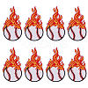 8Pcs Baseball with Fire Polyester Computerized Embroidery Cloth Iron on/Sew on Patches PATC-HY0002-01-1