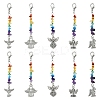 30Pcs 5 Styles Chakra Natural & Synthetic Gemstone Chips & Alloy Angel Pendant Decoration HJEW-YW00067-2