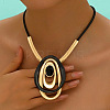 Oval Alloy & Resin Pendant Necklaces FS-WG6879B-01-1