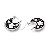 Flower Brass Enamel Hoop Earrings EJEW-Z157-02P-2
