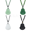 4Pcs 4 Colors Resin Imitation Gemstone Maitreya Buddha Pendant Necklaces Set NJEW-FI0001-07-1