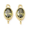 Brass Pave Cubic Zirconia Oval Connector Charms KK-P348-07G-02-1