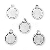 Tibetan Style Alloy Flat Round Pendant Cabochon Settings TIBEP-M022-32AS-1