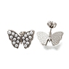 Rack Plating Butterfly Brass & ABS Imitation Pearl Stud Earrings EJEW-I310-14P-1
