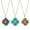 3Pcs 3 Colors Glass Seed Beaded Clover Pendant 304 Stainless Steel Cable Chain Necklaces for Women NJEW-MZ00128-2