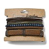 4Pcs 4 Style Adjustable Braided Cowhide Leather Cord Bracelets Set BJEW-F458-16-6