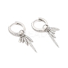 Clear Cubic Zirconia Leaf Dangle Hoop Earrings EJEW-P213-05P-1