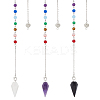 3Pcs 3 Style Natural Gemstone Hexagonal Pointed Dowsing Pendulums HJEW-GL0001-07-1