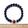 Natural Lapis Lazuli Round Beads & South Red Agate Bead Stretch Bracelets BJEW-Z101-01-6