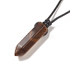 Natural Tiger Eye Bullet Pendant Necklace with Waxed Cords for Women NJEW-M196-02A-4