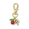 6Pcs Smiling Face Acrylic & Natural Lemon Jade & Quartz & Amethyst & Rose Quartz & Quartz Crystal & Dyed Malaysia Jade Pendant Decorations HJEW-JM03151-4