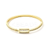 Clear Cubic Zirconia Hollow Out Rectangle Hinged Bangle BJEW-G659-03G-1