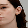 1Pc Brass Fashionable Rhinestone Flower Cuff Earrings EJEW-LP0012-11P-1