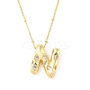 Brass Micro Pave Clear Cubic Zirconia Pendant Necklaces NJEW-Z038-01G-N-2