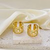 Hollow Out Flower 304 Stainless Steel with Natural Shell Cuff Open Rings for Women FS-WGFCCCD-01-5