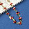 304 Stainless Steel Enamel Red Cherry Link Chain Necklaces for Women NJEW-K249-23P-2