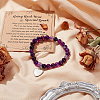 Natural Striped Agate Round Beaded Stretch Bracelet with Alloy Heart Charm BJEW-OC0001-09C-5
