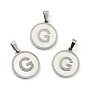 304 Stainless Steel with White Shell Pendants STAS-G268-01G-P-1