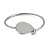 304 Stainless Steel Blank Bangle Bases with Teardrop Tray STAS-Z088-01P-02-2