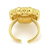 Rack Plated Brass Micro Pave Cubic Zirconia Flower Open Cuff Rings for Women RJEW-Z042-02G-01-3