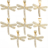 8 Pcs Brass Micro Pave Clear Cubic Zirconia Pendants KK-BBC0021-82-1