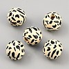 Cow Skin Print Wood European Beads WOOD-WH0029-126D-1