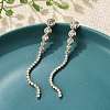 304 Stainless Steel Clear Cubic Zirconia Tassel Stud Earrings EJEW-Z094-01A-G-1