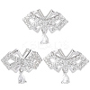 3Pcs 925 Sterling Silver Clear Cubic Zirconia Bowknot with Teardrop Multi-Strand Links STER-BBC0008-44-1