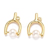 Wishbone Shape Brass Pendants KK-B033-02G-1