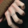 Brass Micro Pave Cubic Zirconia Cuff Open Rings for Women WGCAA1F-01-2