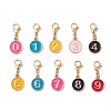 Flat Round with Number 0~9 Alloy Enamel Pendant Decorations HJEW-JM03116-2