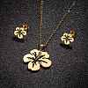 Stainless Steel Flower Stud Earrings & Pendant Necklaces Sets for Women LS-PW-WG215D6-01-1