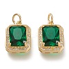 Brass Glass Charms X-ZIRC-F116-09C-G-1