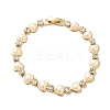 Rack Plating Iron Heart & Square Link Chain Bracelet with Clear Cubic Zirconia BJEW-I300-06G-1