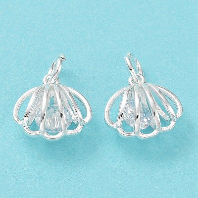 Rack Plating Brass Clear Cubic Zirconia Pendants KK-B078-06S-1