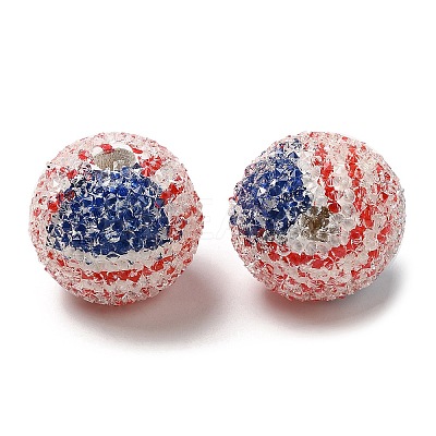 Spray Painted Wood European Beads with Rhinestone RESI-C038-03C-1