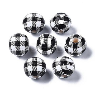 Printed Natural Wooden Beads X-WOOD-R270-10A-1
