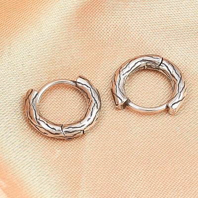 316 Surgical Stainless Textured Hoop Earrings EJEW-C160-10C-AS-1