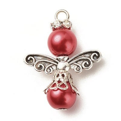 Baking Paint Pearlized Glass Pearl Pendants PALLOY-JF01576-1