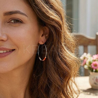 Bohemian Handmade Glass Seed Beads Hoop Earrings AM1646-4-1