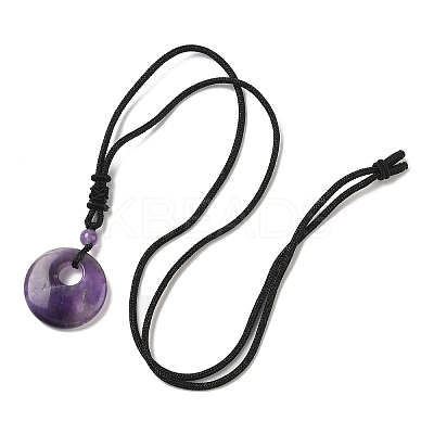 Natural Amethyst Pendant Necklaces NJEW-E149-06A-1