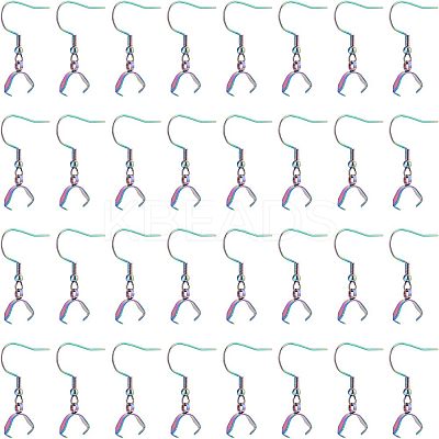 30Pcs Rainbow Color 304 Stainless Steel Earring Hooks STAS-UN0034-26-1