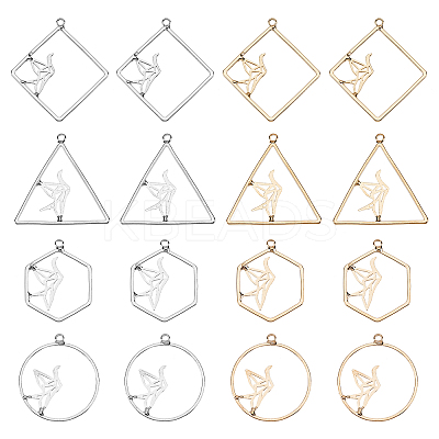 16Pcs 8 Style Alloy Hollow Pendants FIND-OC0001-36-1