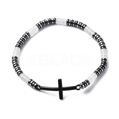 Bohemia Column Natural White Jade Bead Stretch Bracelets BJEW-F493-01EB-1