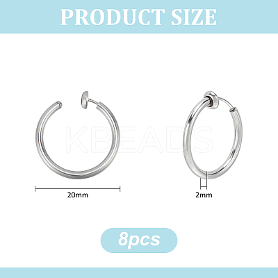 4 Pairs 201 Stainless Steel Retractable Clip-on Hoop Earrings STAS-UN0052-03A-1