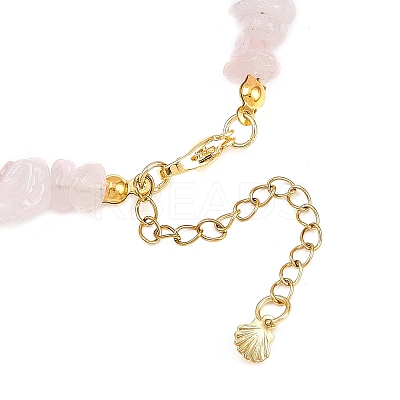 Zinc Alloy Enamel Shell Shape Charm Round Shell Pearl & Dyed Synthetic Turquoise Starfish & Natural Rose Quartz Chip Beaded Anklets AJEW-AN00735-03-1