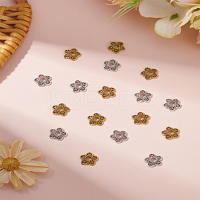 220Pcs 2 Colors Tibetan Style Alloy Bead Caps FIND-LP0001-84-1